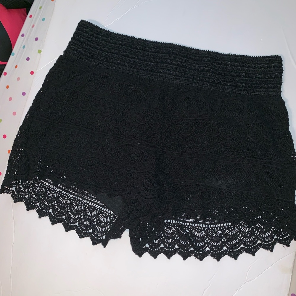 Black lace shorts